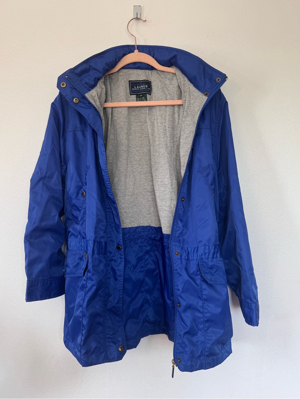 Lauren Ralph Lauren Marine Supply Co Royal Blue Hooded Utility Jacket Sz M